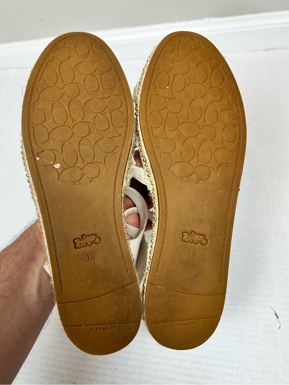 Coach Carissa Leather Women's Espadrille Chalk Gold Pearl | C2794 - Size 10 B - Picture 8 of 13